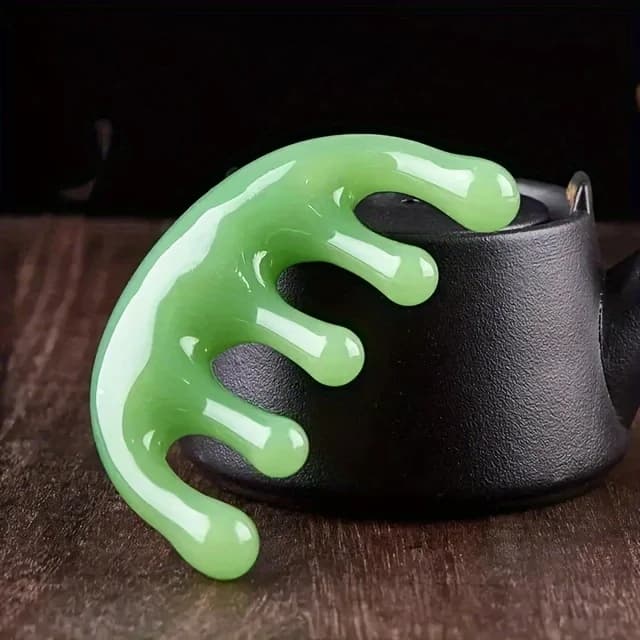 green resin acupoint massage comb with large tooth head — image 7