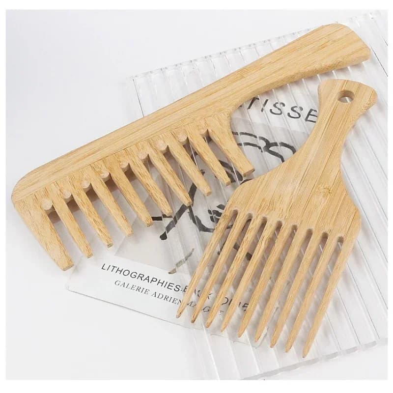 natural bamboo wide-tooth hair comb — image 3