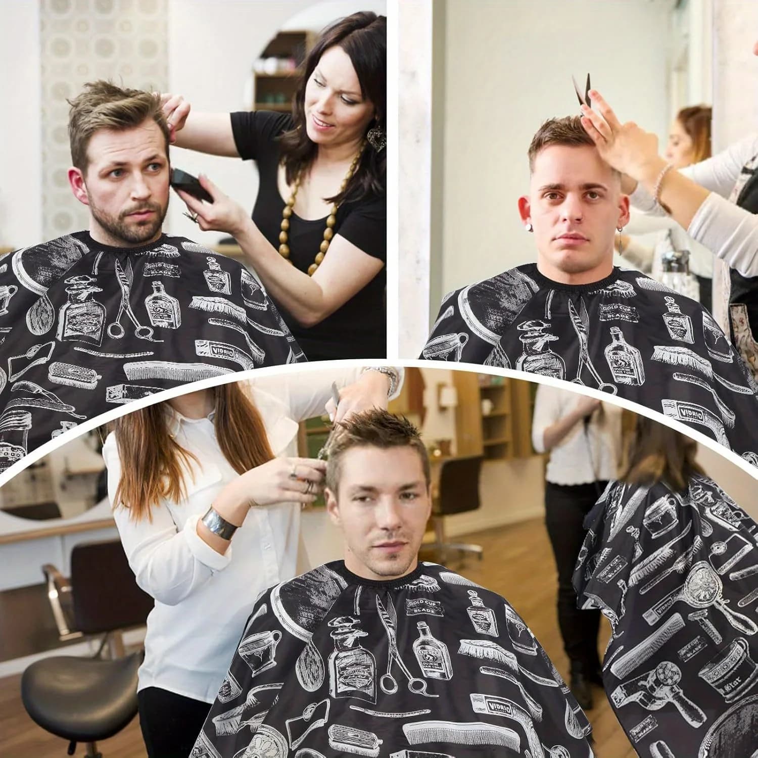 waterproof barber hair cutting cape with neck duster — image 5