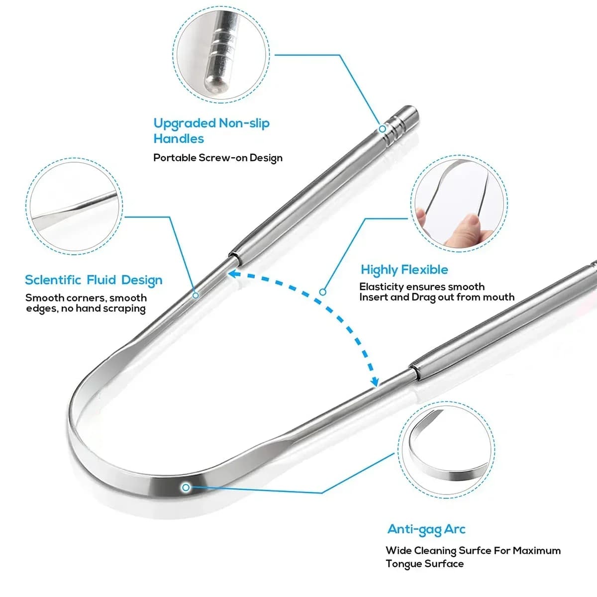 Stainless steel tongue scraper set — image 2