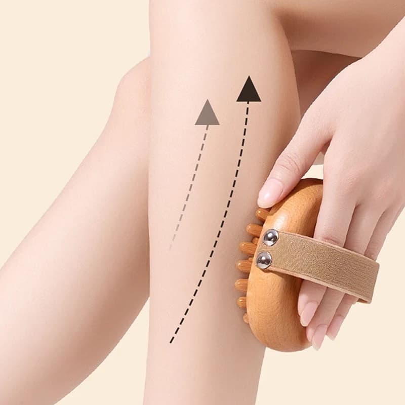 wooden anti‑cellulite body brush with oil cushion — image 5