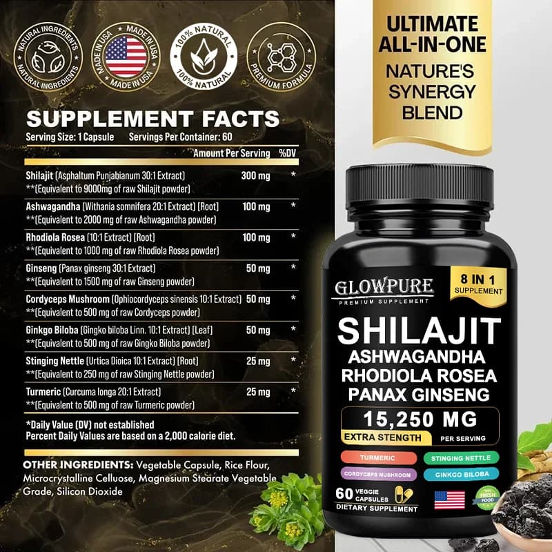 Shilajit supplement bottle with ginseng and ashwagandha — image 5
