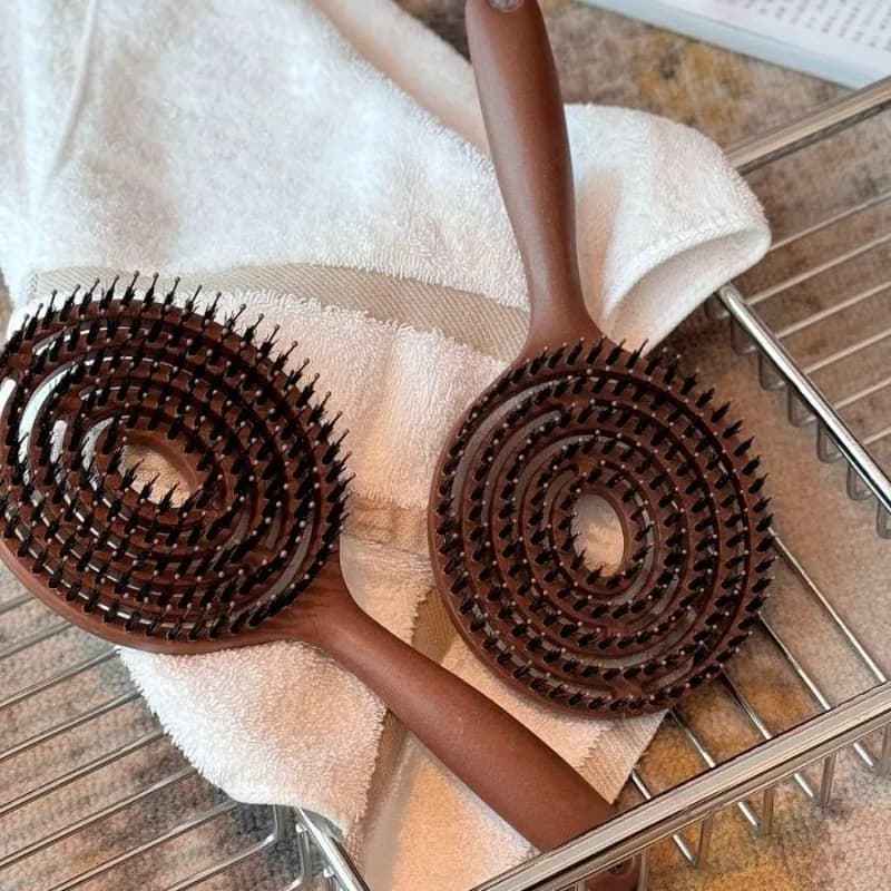 round boar bristle hair brush for volume — image 2