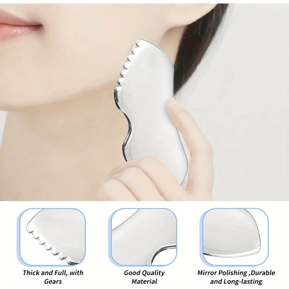 Stainless steel gua sha tool for jawline — image 4