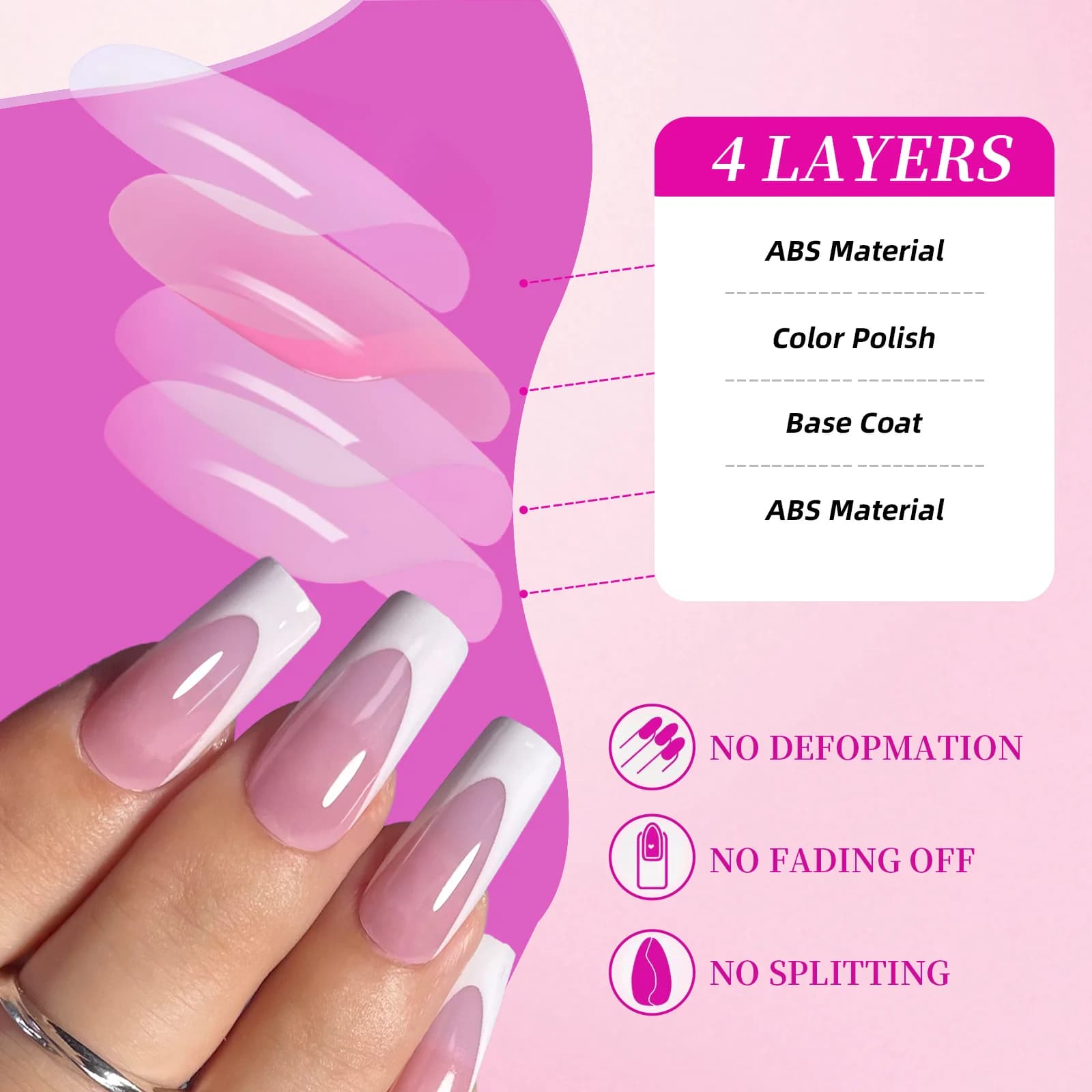 French square acrylic nail tips set for hands and feet — image 4