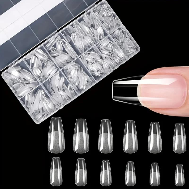 assorted press-on nail tips in stiletto, almond, square and coffin shapes — image 5