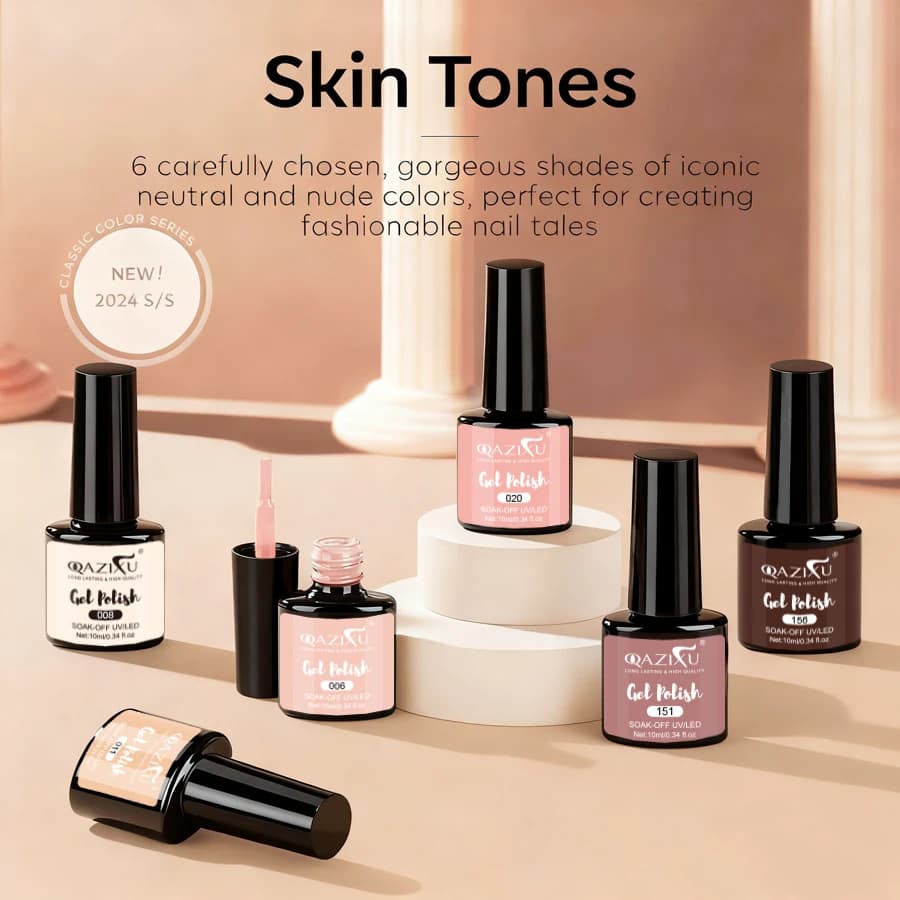 six‑piece milk tea gel nail polish set — image 3