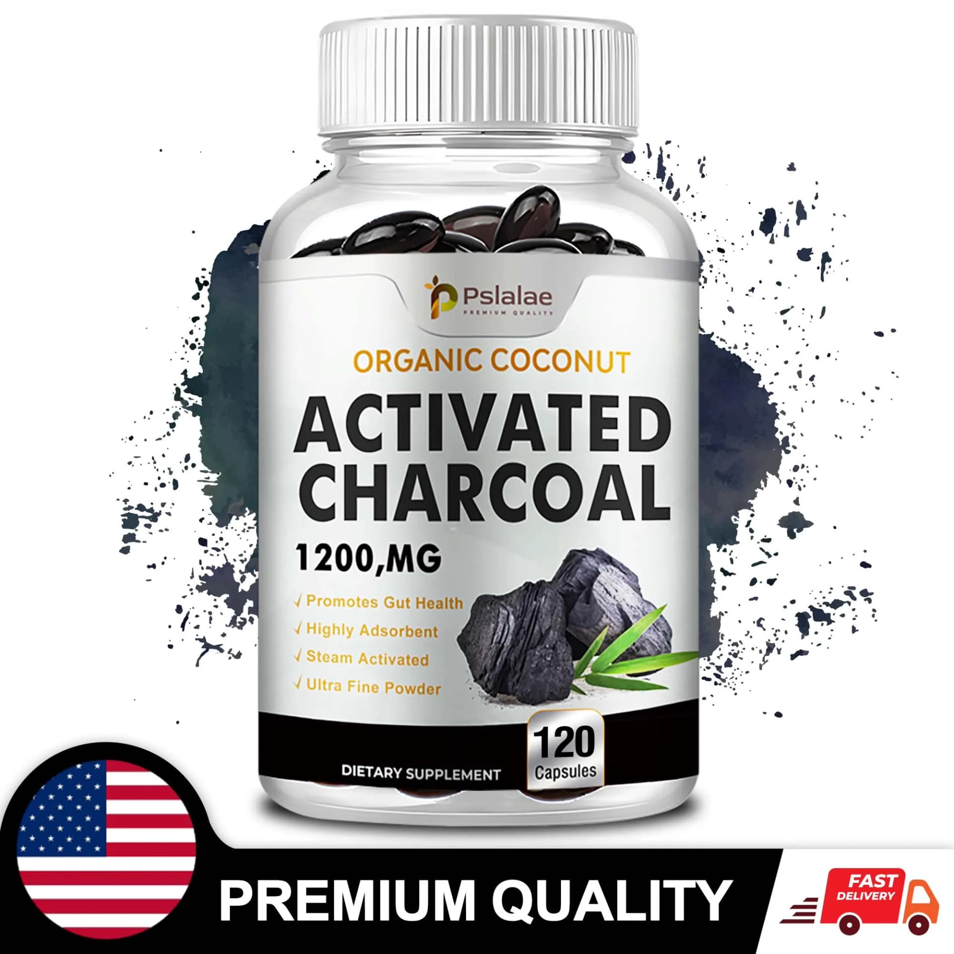 bottles of activated charcoal capsules — image 1