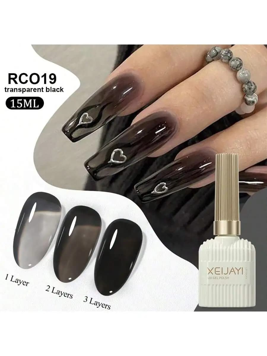 black gel nail polish bottle 15ml — image 1