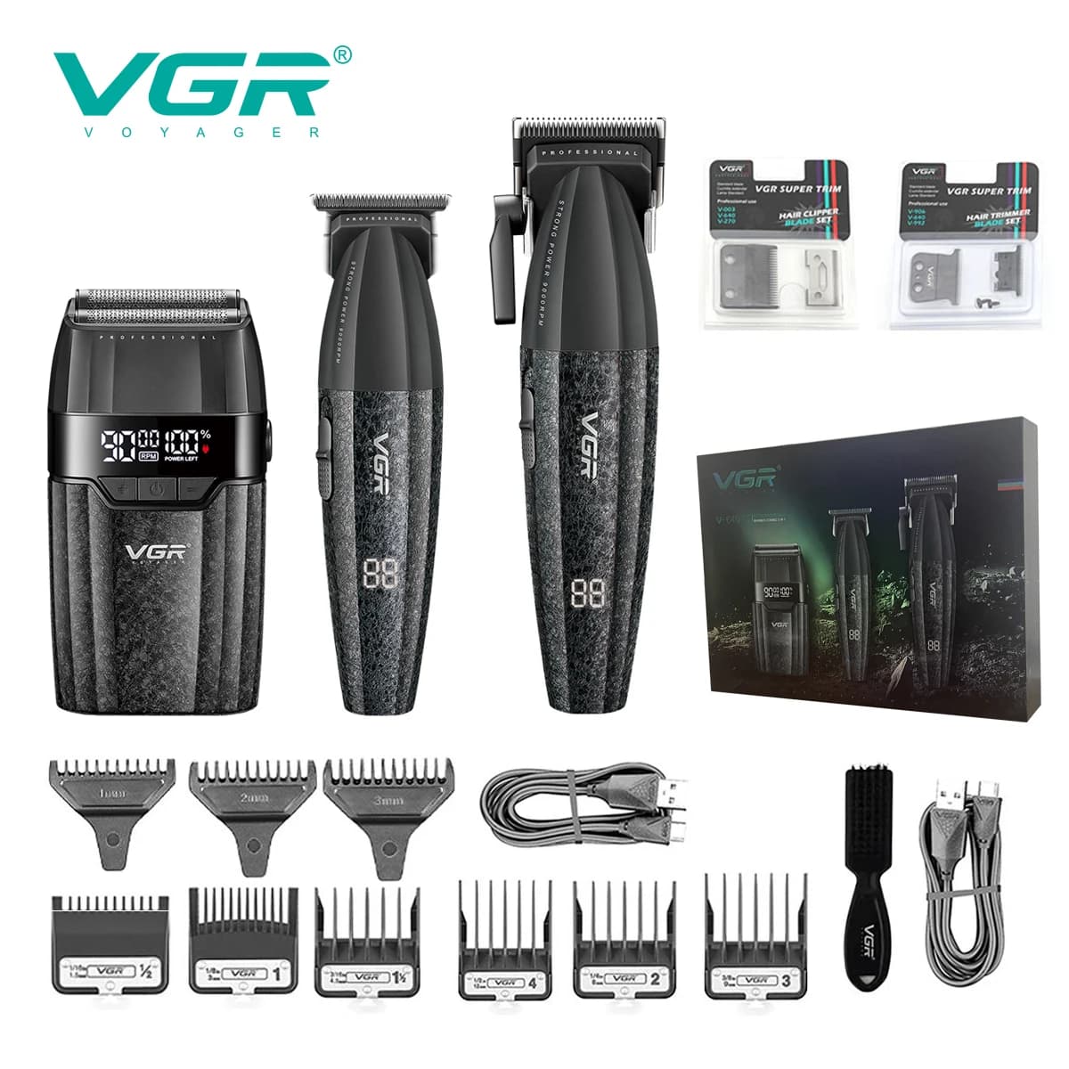 VGR Hair Trimmer 9000 RPM Rechargeable
