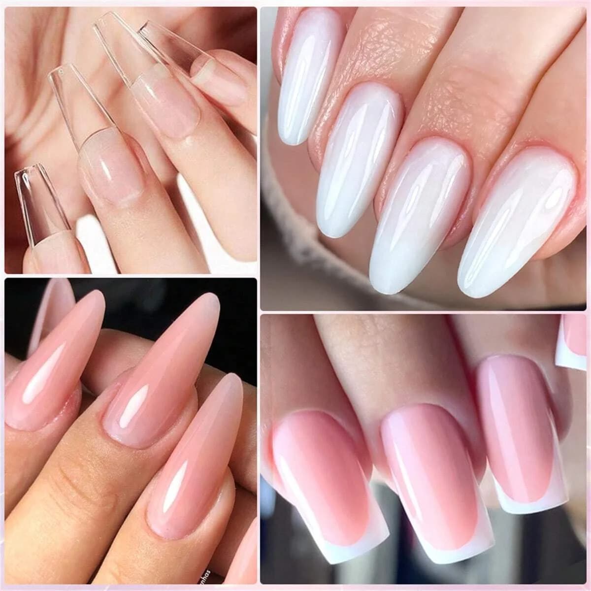 set of eight 20 ml UV nail extension gel tubes in clear and pink — image 3