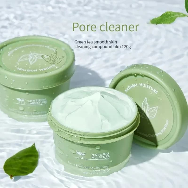 green tea ice mud mask in a jar — image 1