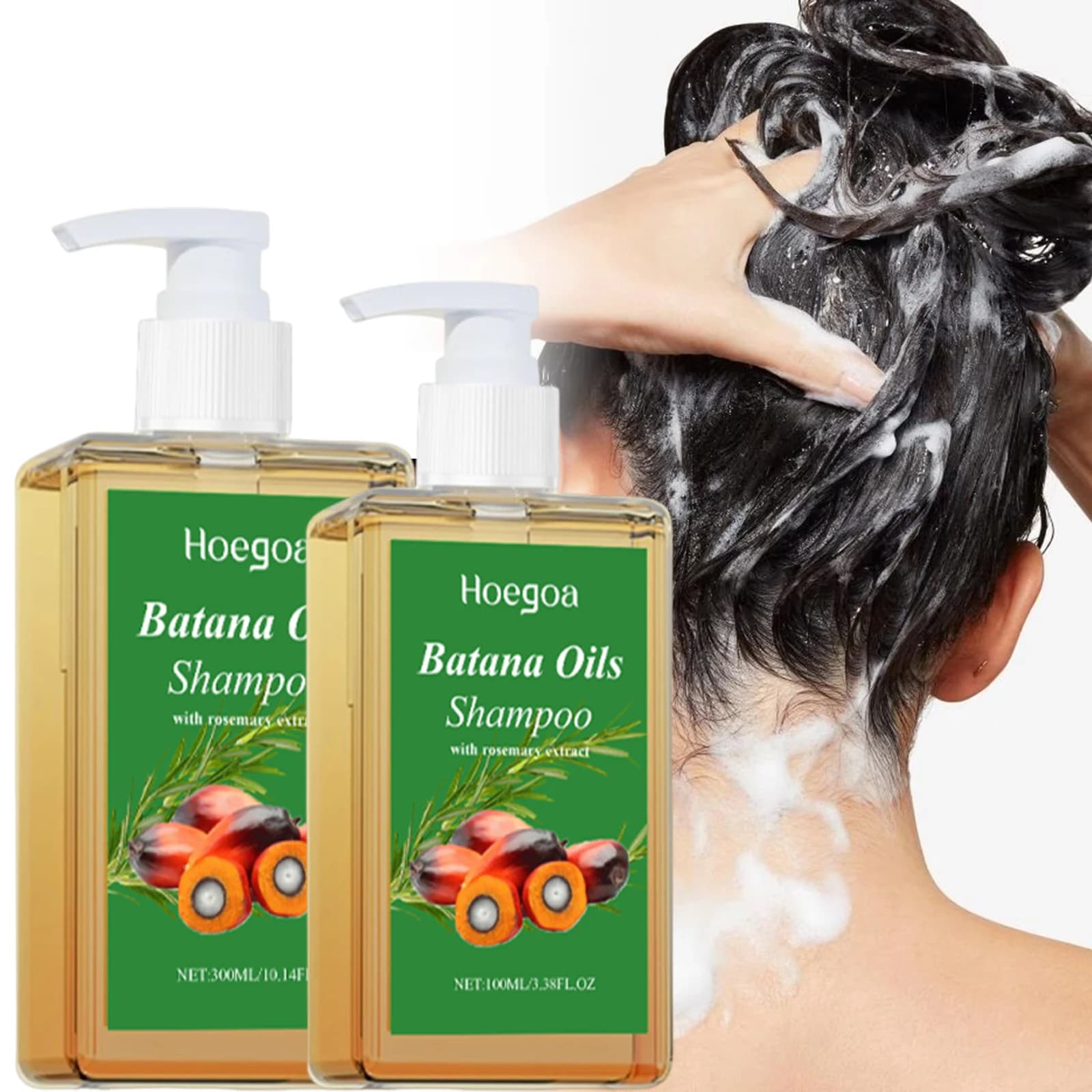 batana oil shampoo bottle with rosemary leaves — image 1