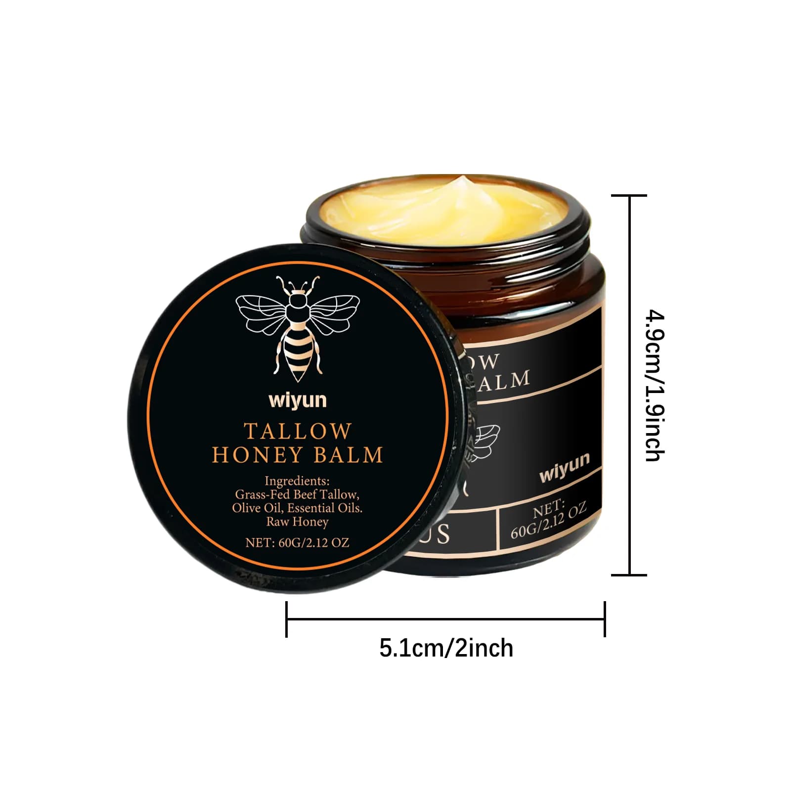 beef tallow and honey brightening cream jar — image 6