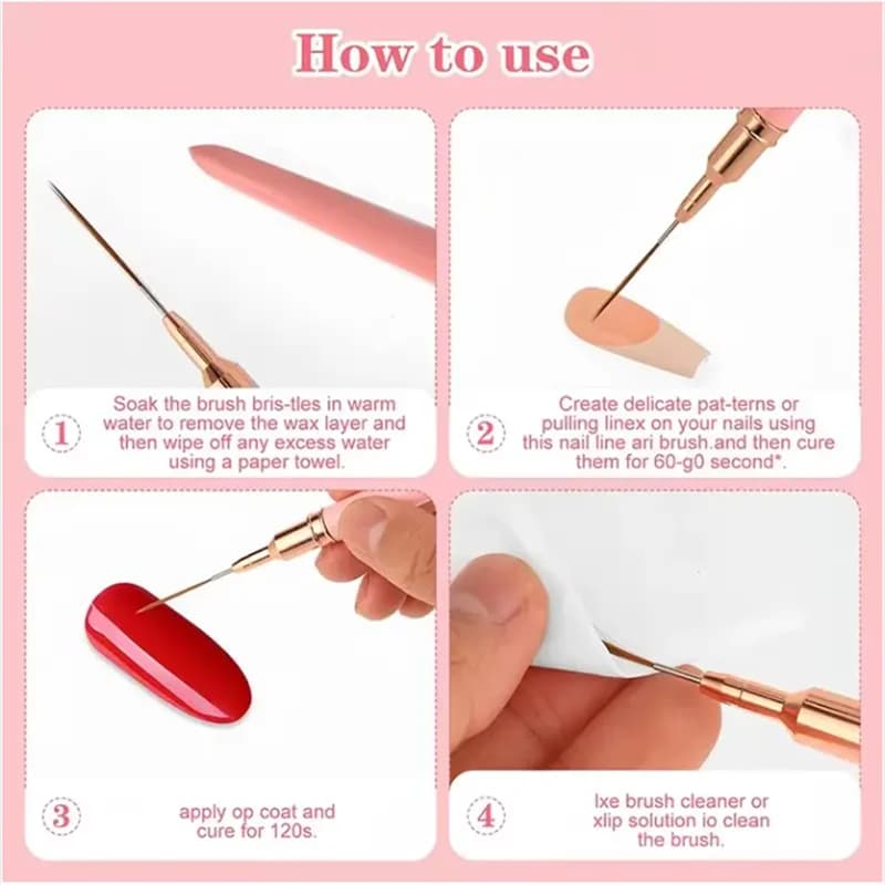 set of five nail art liner brushes for UV gel — image 6