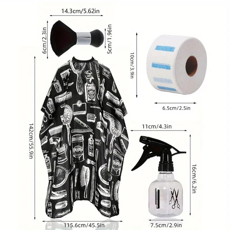 waterproof barber hair cutting cape with neck duster — image 4