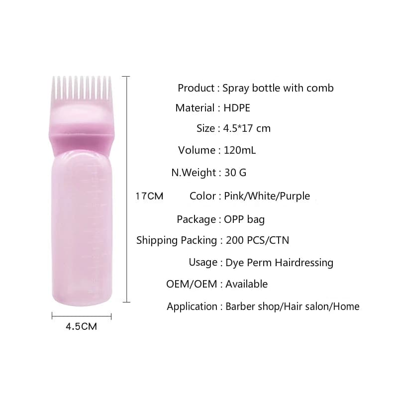 set of three salon hair oil applicator bottles in different colors — image 3
