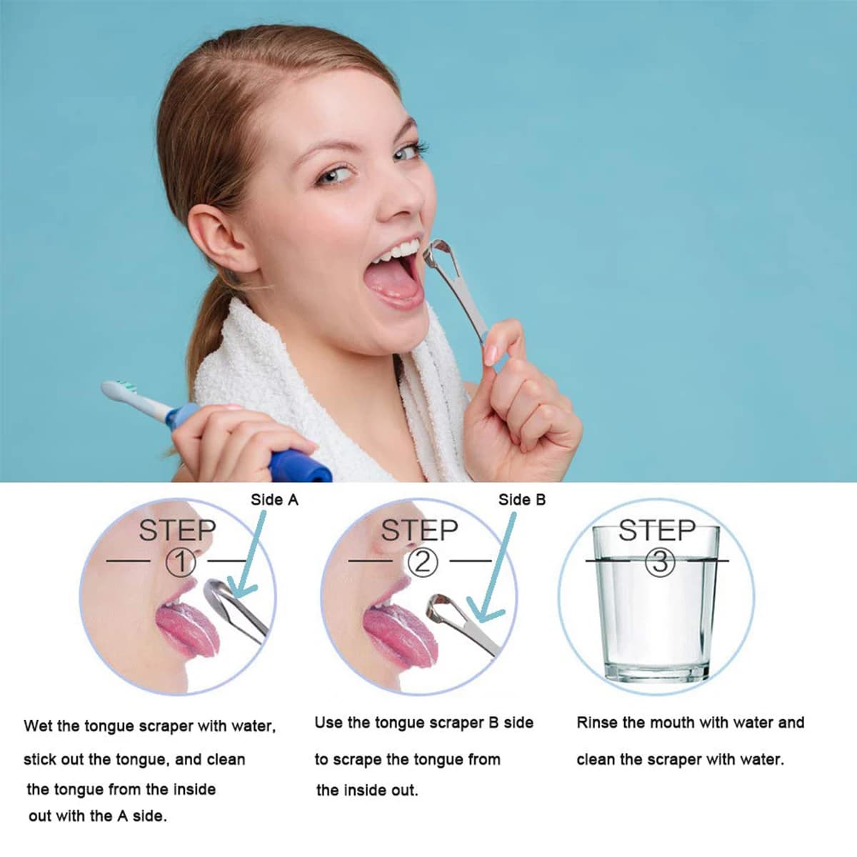 Stainless steel tongue scraper with portable case — image 5