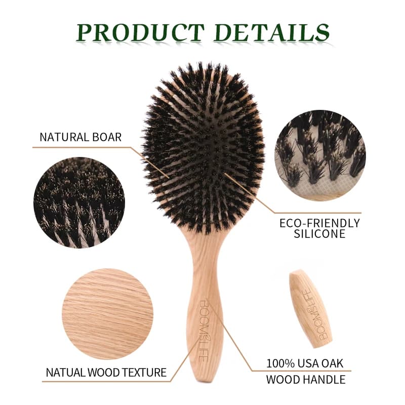 boar bristle hair brush with wooden handle — image 5