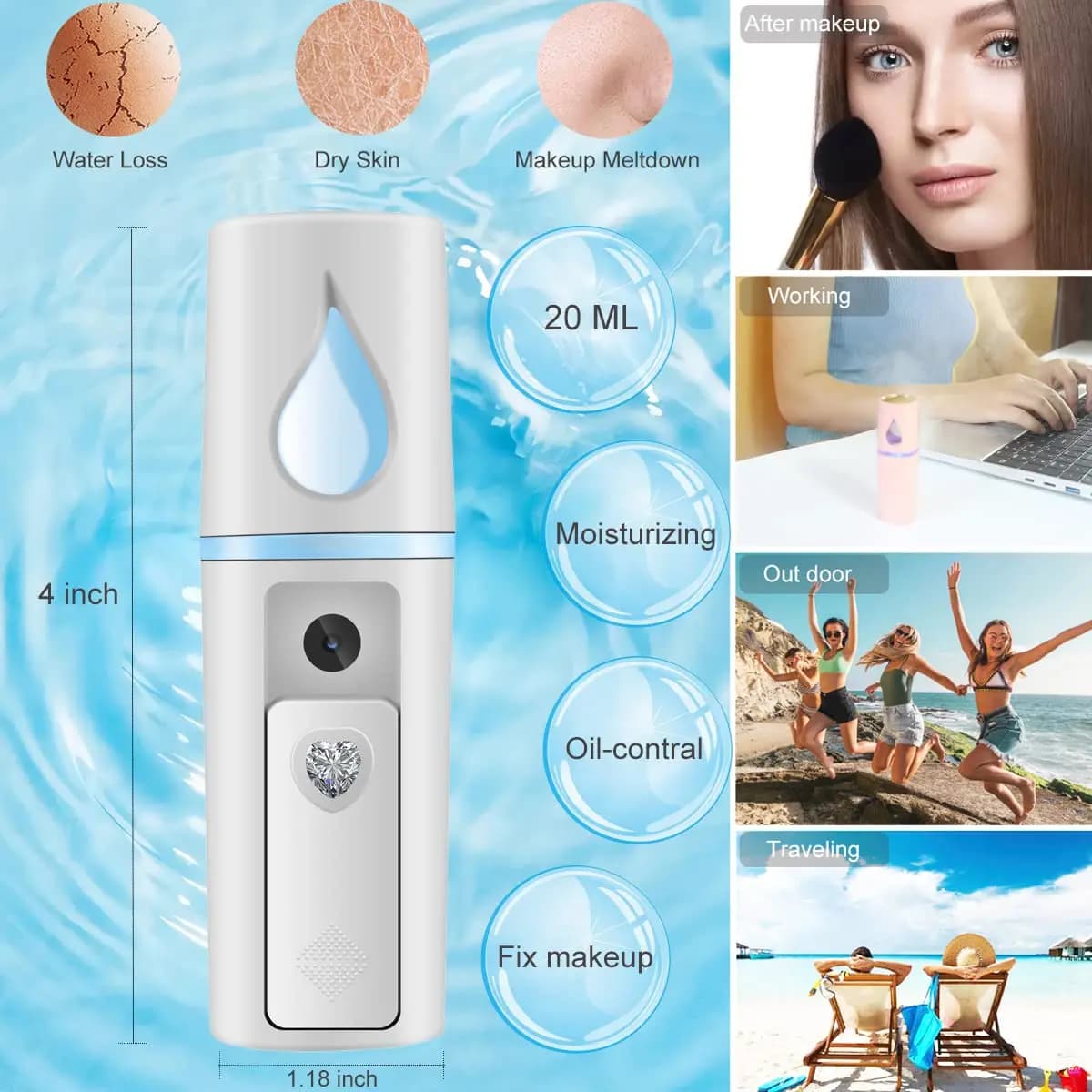 nano facial steamer with mist spray bottle — image 2