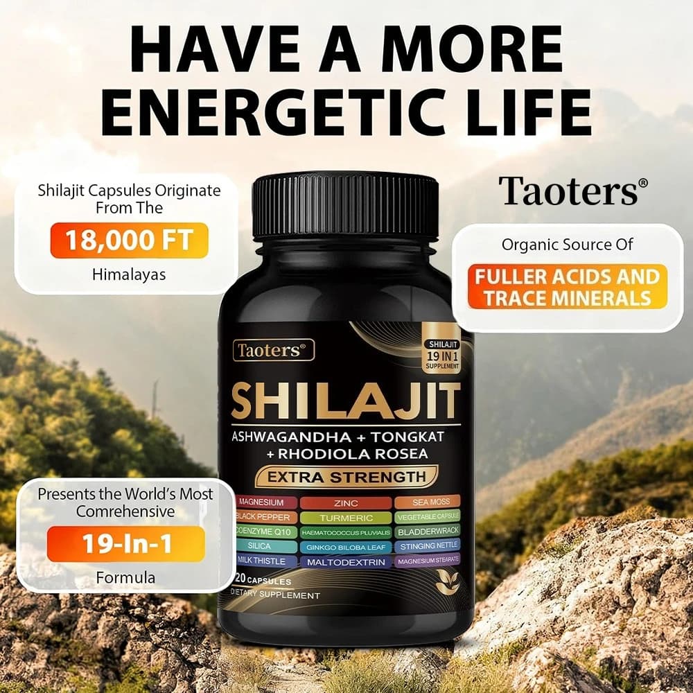 bottles of shilajit and sea moss supplement capsules — image 2