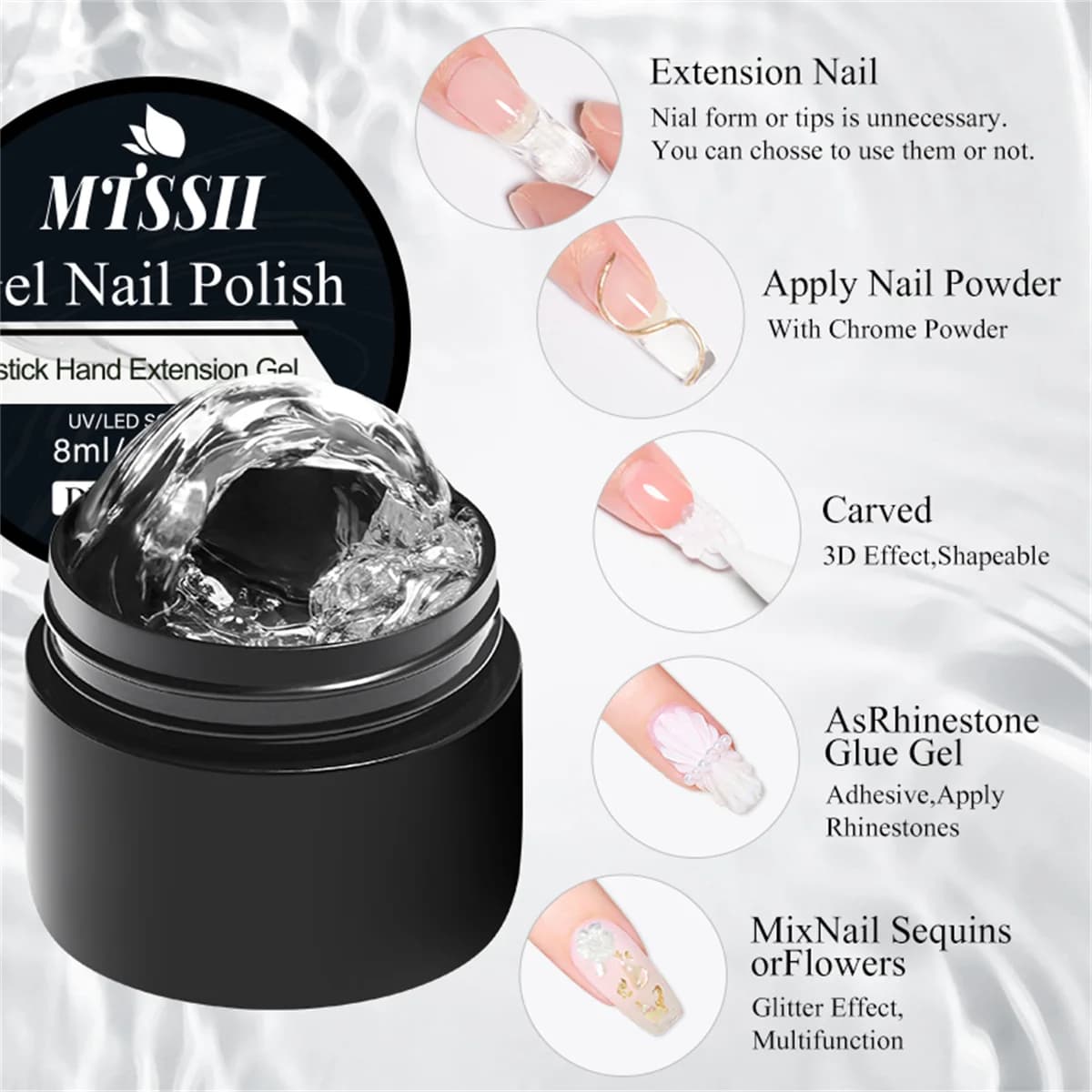 clear non-stick gel nail extension set — image 5