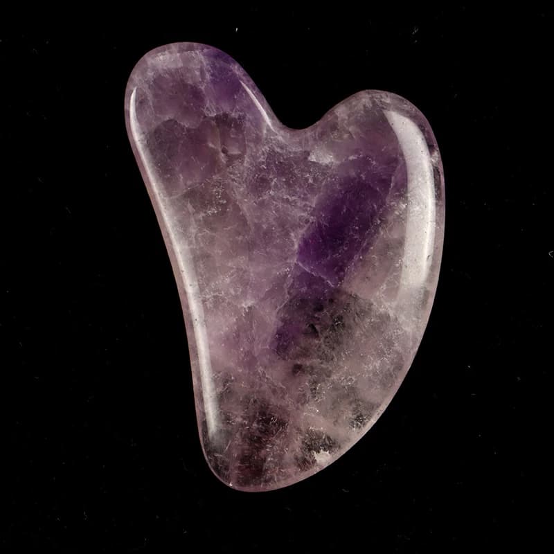 Heart-shaped rose quartz and jade gua sha facial massage stone — image 5