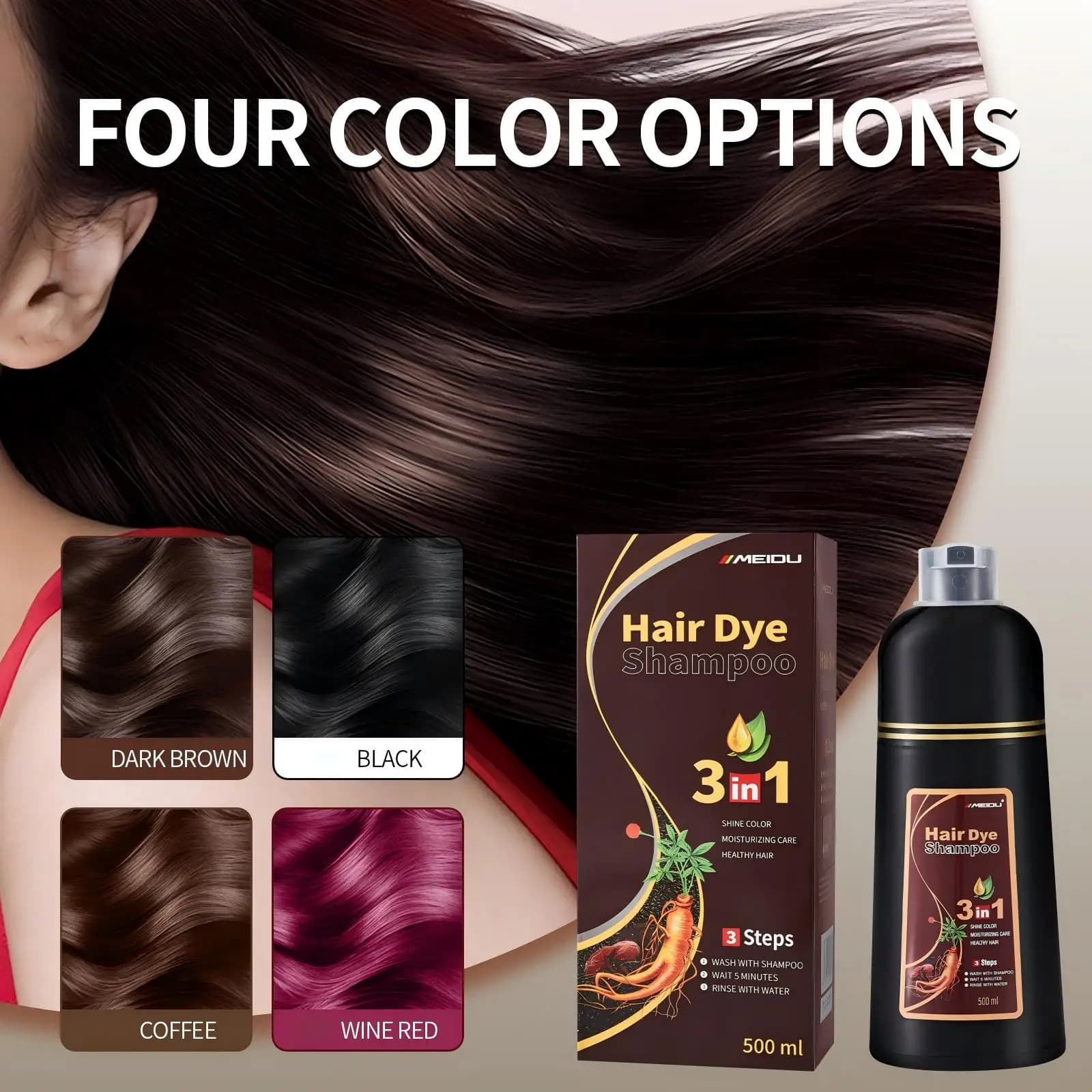 3-in-1 hair dye shampoo bottle — image 6