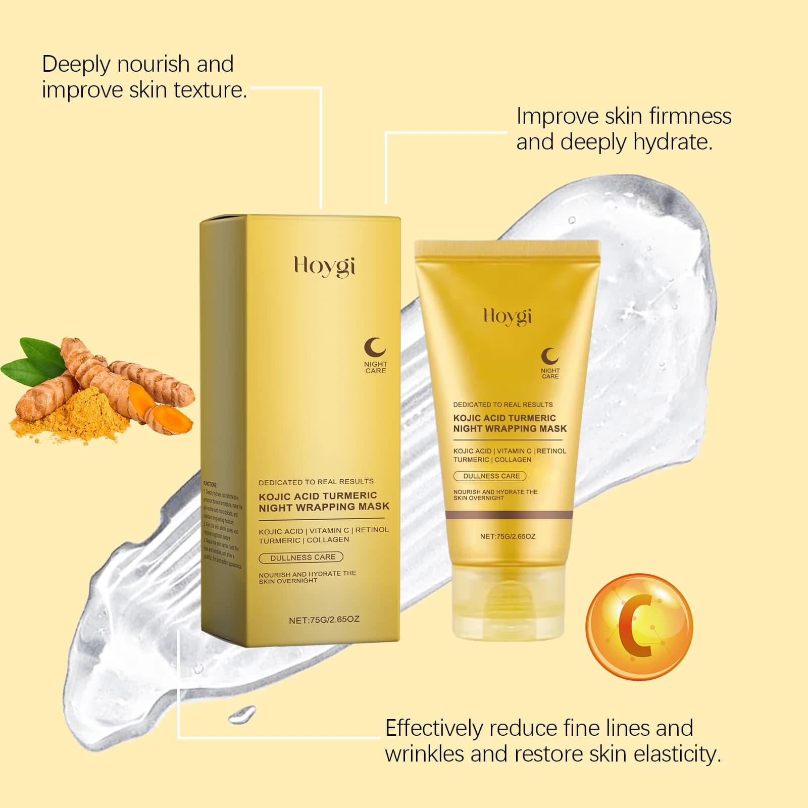 Kojic acid turmeric overnight peel‑off mask tube — image 5