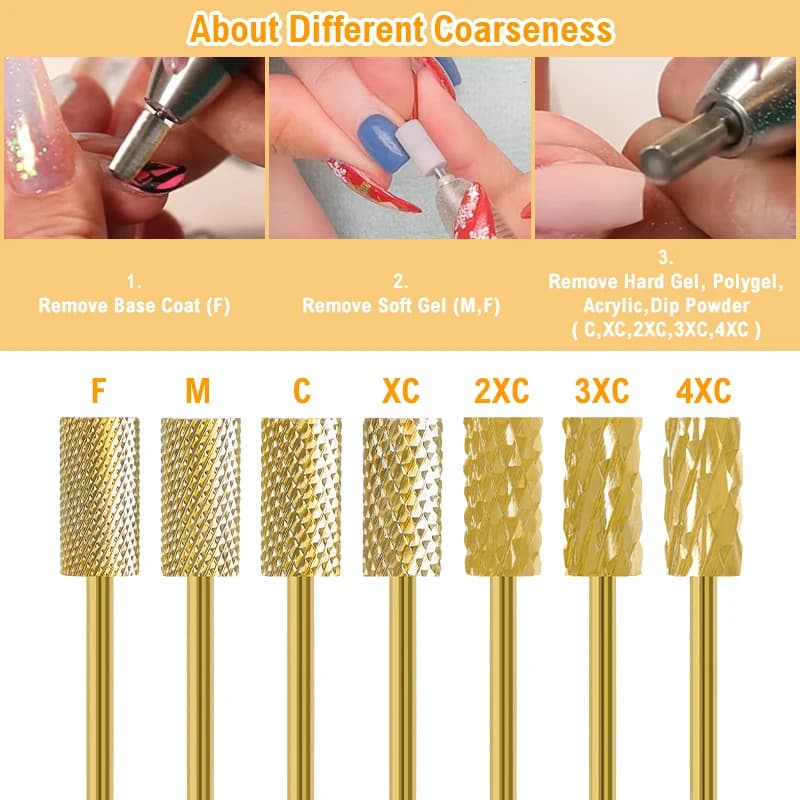 golden carbide nail drill bits for electric nail drill — image 3