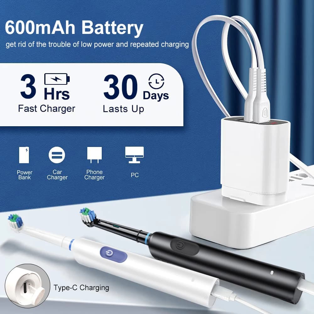 FUNMENTO rechargeable rotary electric toothbrush with soft brush heads — image 5