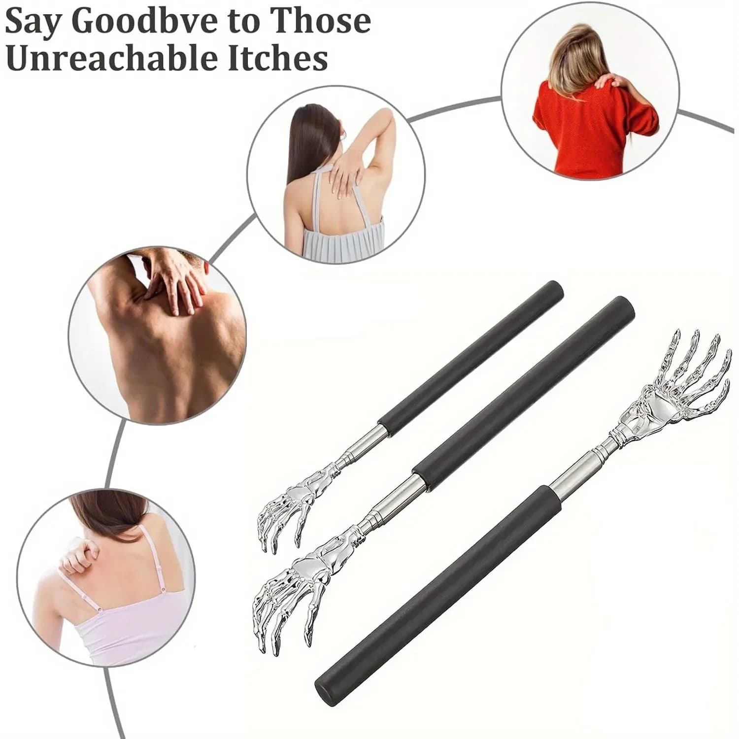 portable stainless steel telescopic back scratcher — image 3