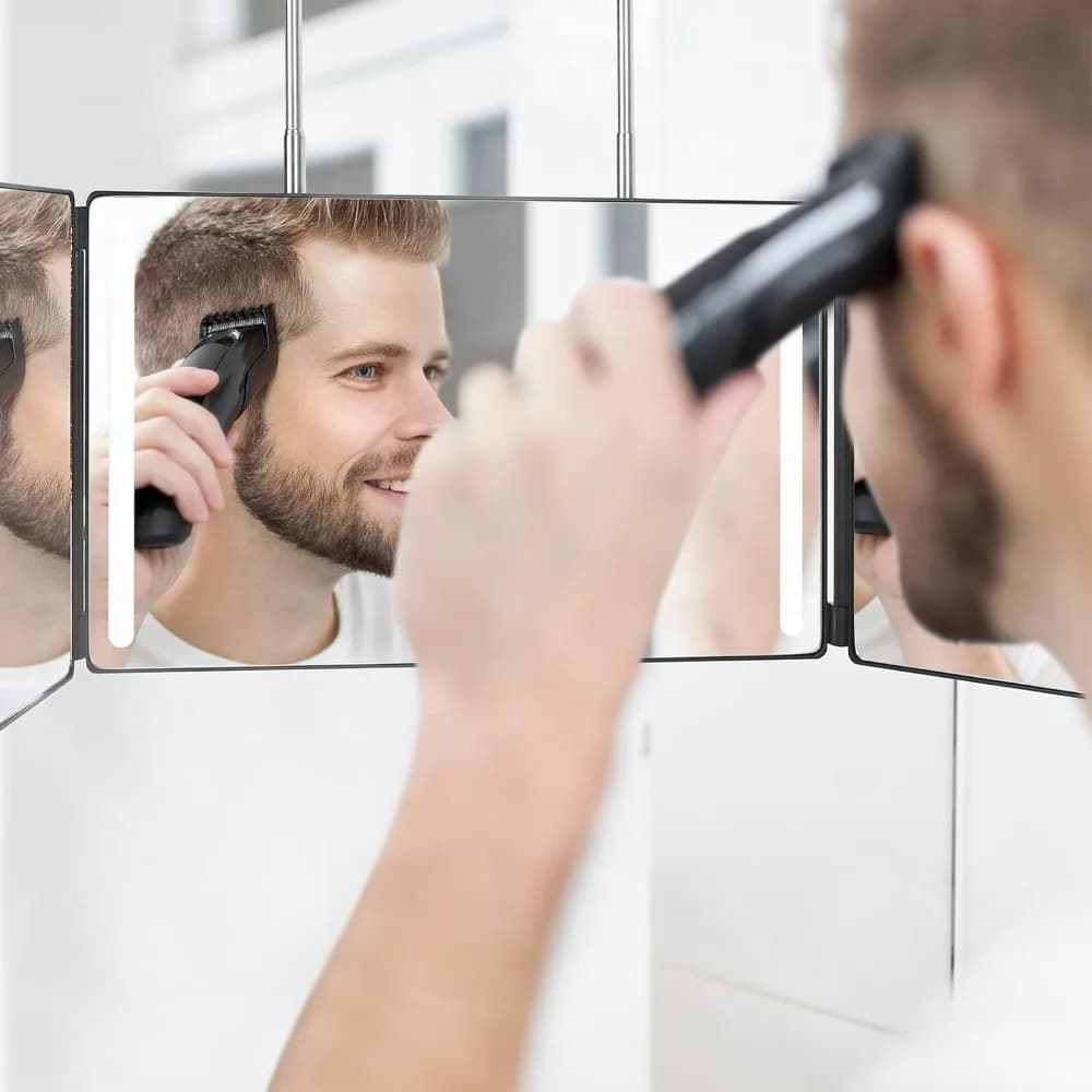 adjustable LED trifold haircut mirror — image 8