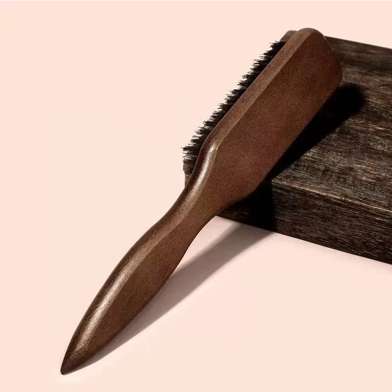 brown wooden bristle comb with pointed tail — image 5