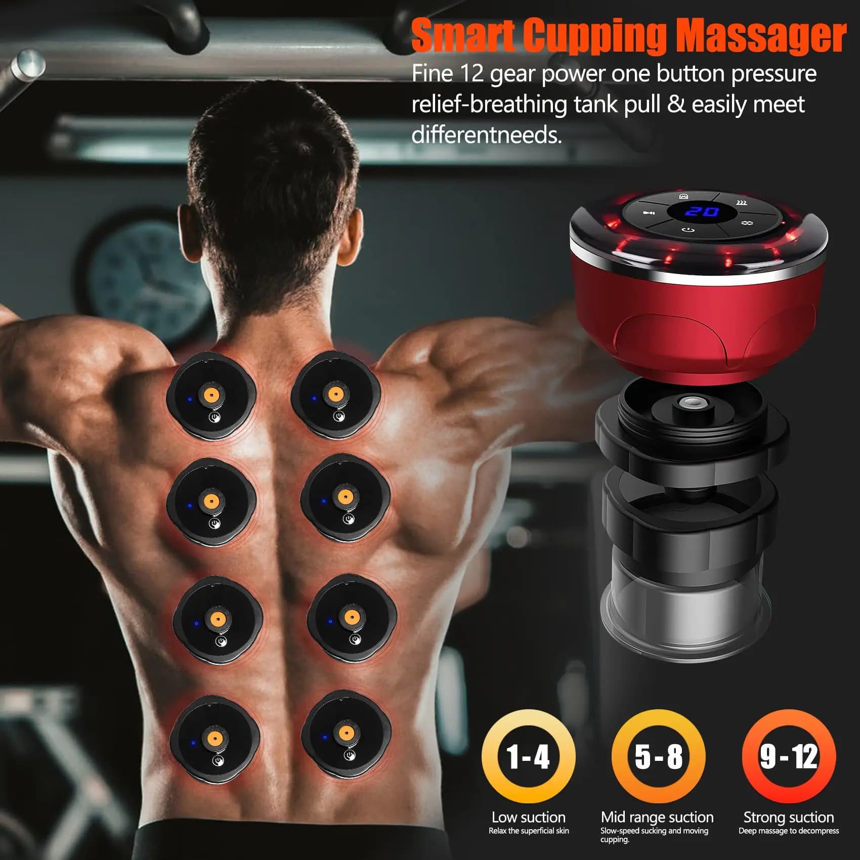 electric cupping massager with eight silicone cups — image 5