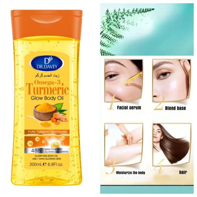 Turmeric and omega‑3 glow body oil bottle — image 1