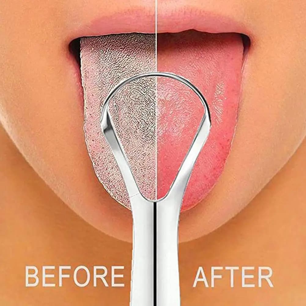 portable stainless steel tongue scraper — image 1