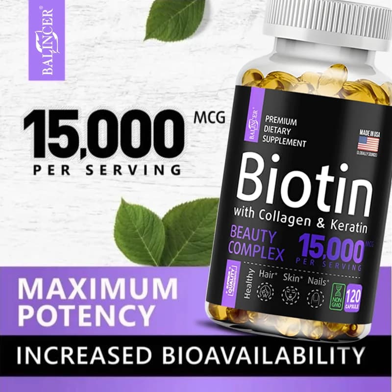 Biotin 15,000 µg with Collagen & Keratin
