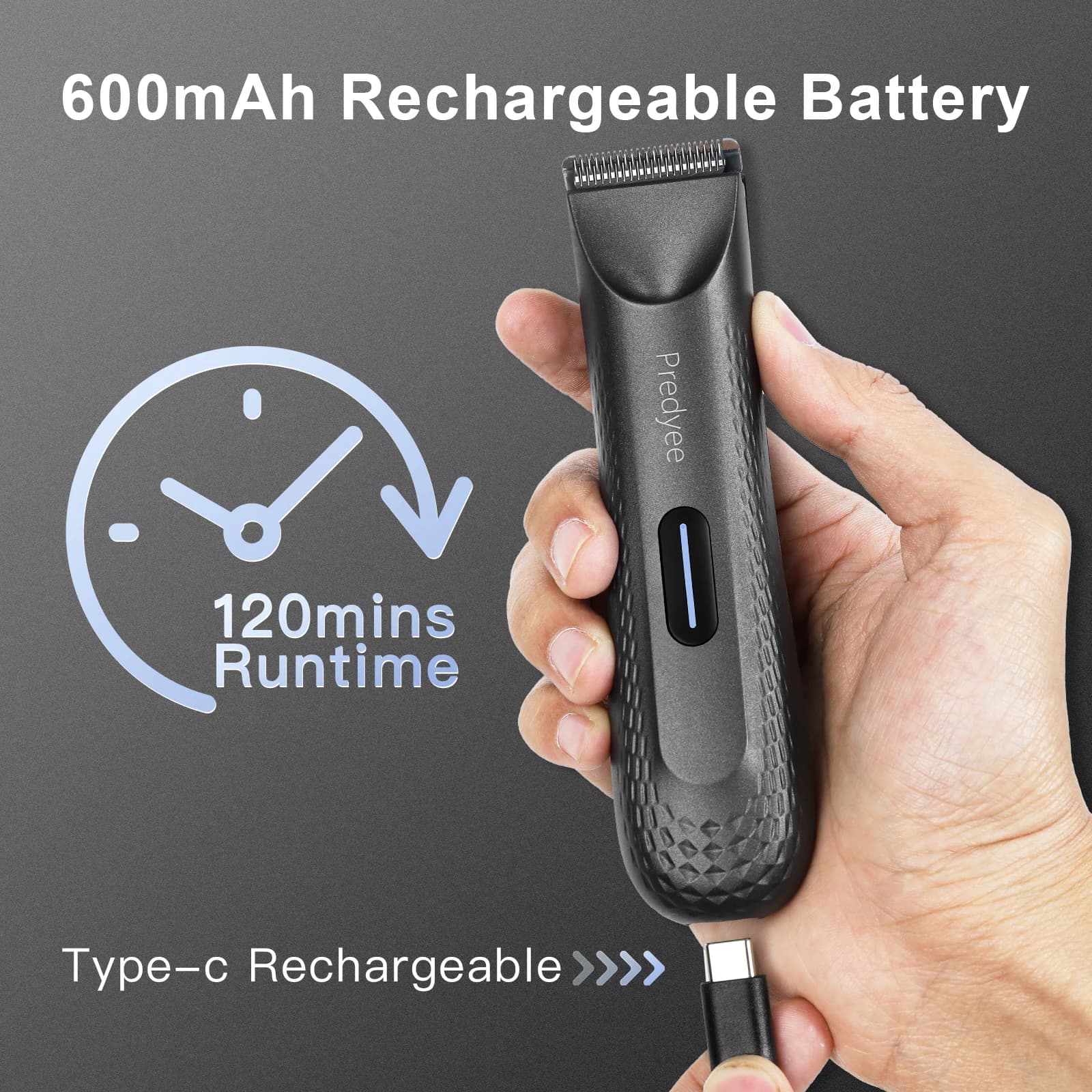 waterproof electric groin hair trimmer with ceramic blade — image 5