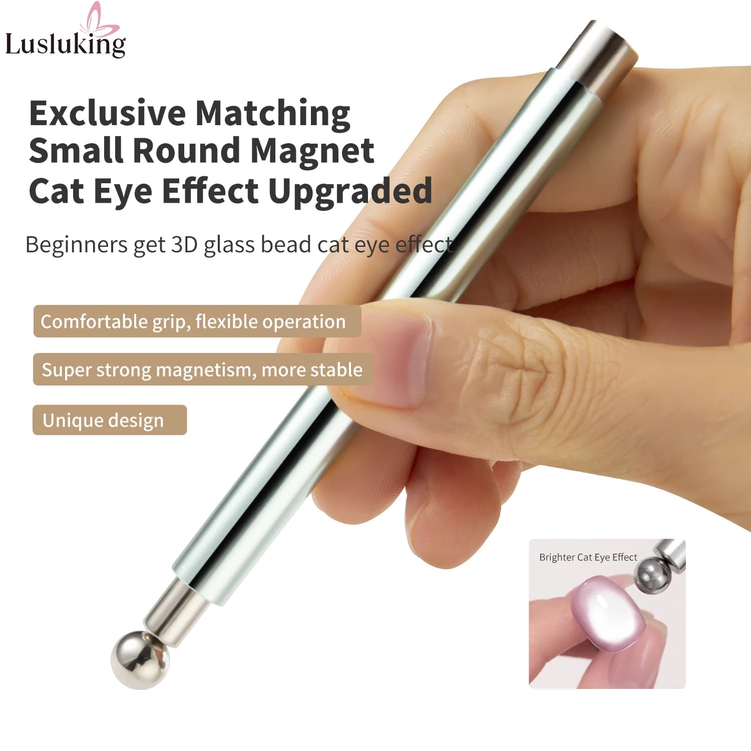 magnetic cat eye nail art tool with ball — image 2