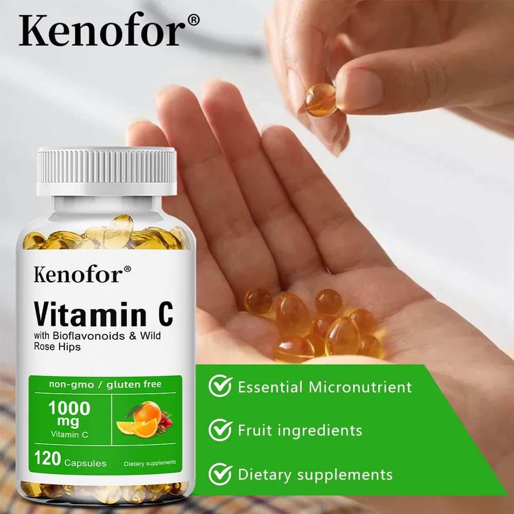 bottles of vitamin c 1000 mg capsules with citrus and rosehip — image 3