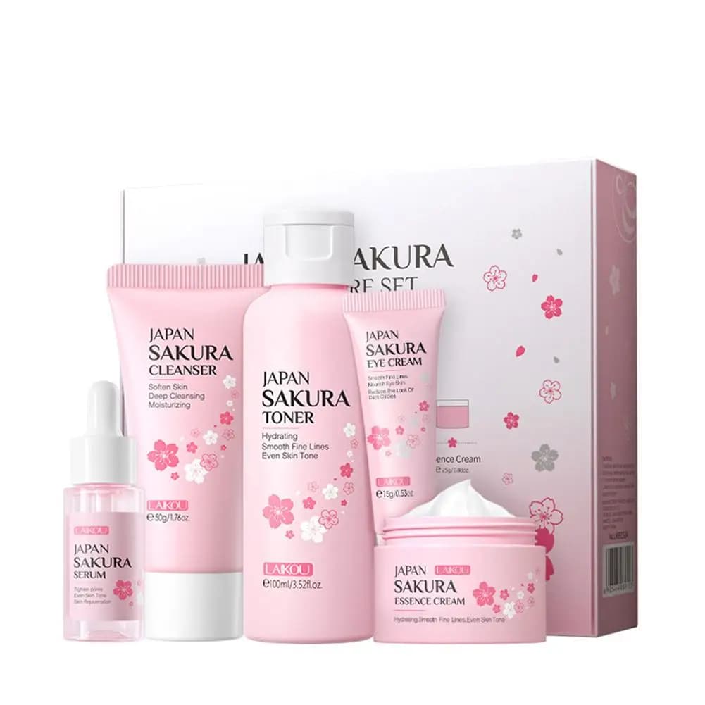 Sakura skincare set with cream, serum and toner — image 8