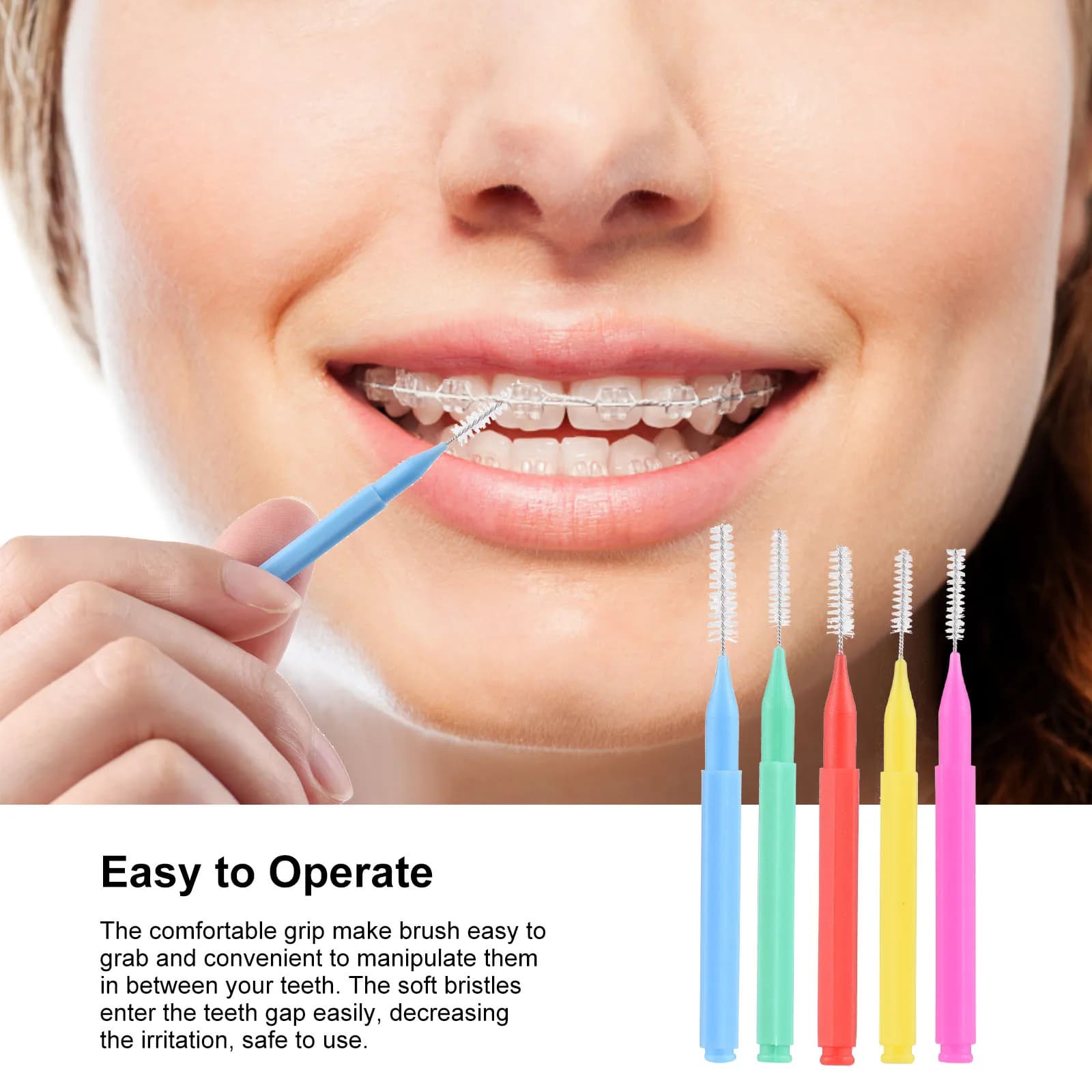 interdental brush set with 100 replaceable heads — image 4