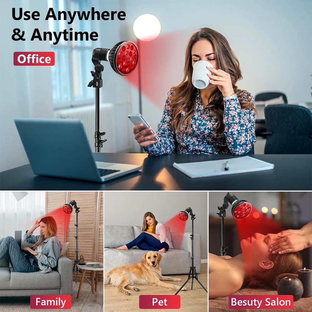 LED red and infrared light therapy lamp with E27 base — image 3