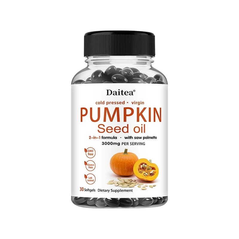 Bottle of pumpkin seed oil and saw palmetto supplement — image 8