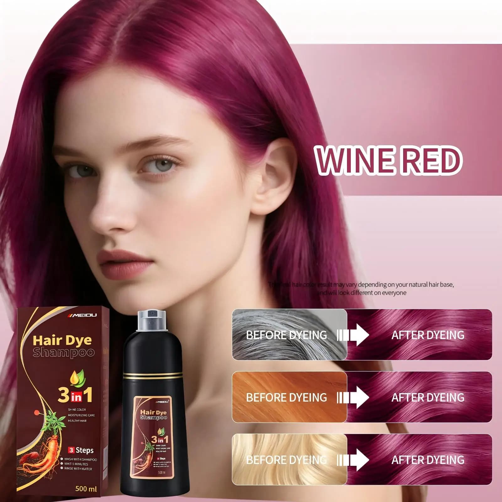 3-in-1 hair dye shampoo bottle — image 7