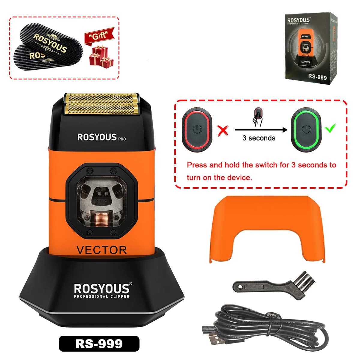 Rosyous RS-999 electric shaver with magnetic motor — image 7