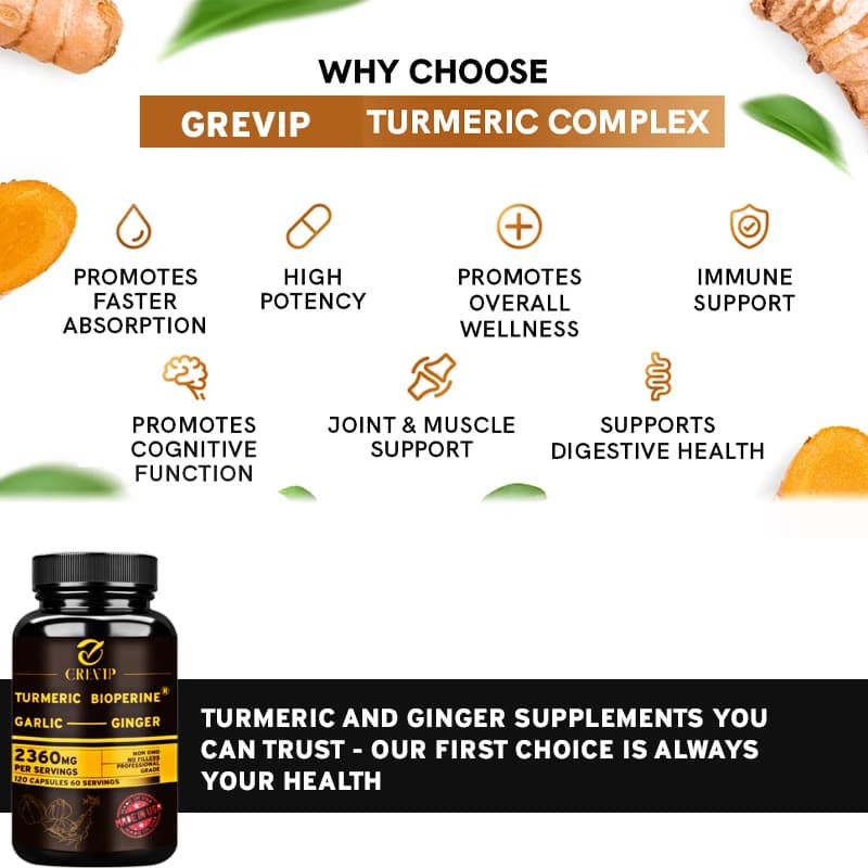 Bottle of turmeric ginger supplement with garlic and black pepper — image 3