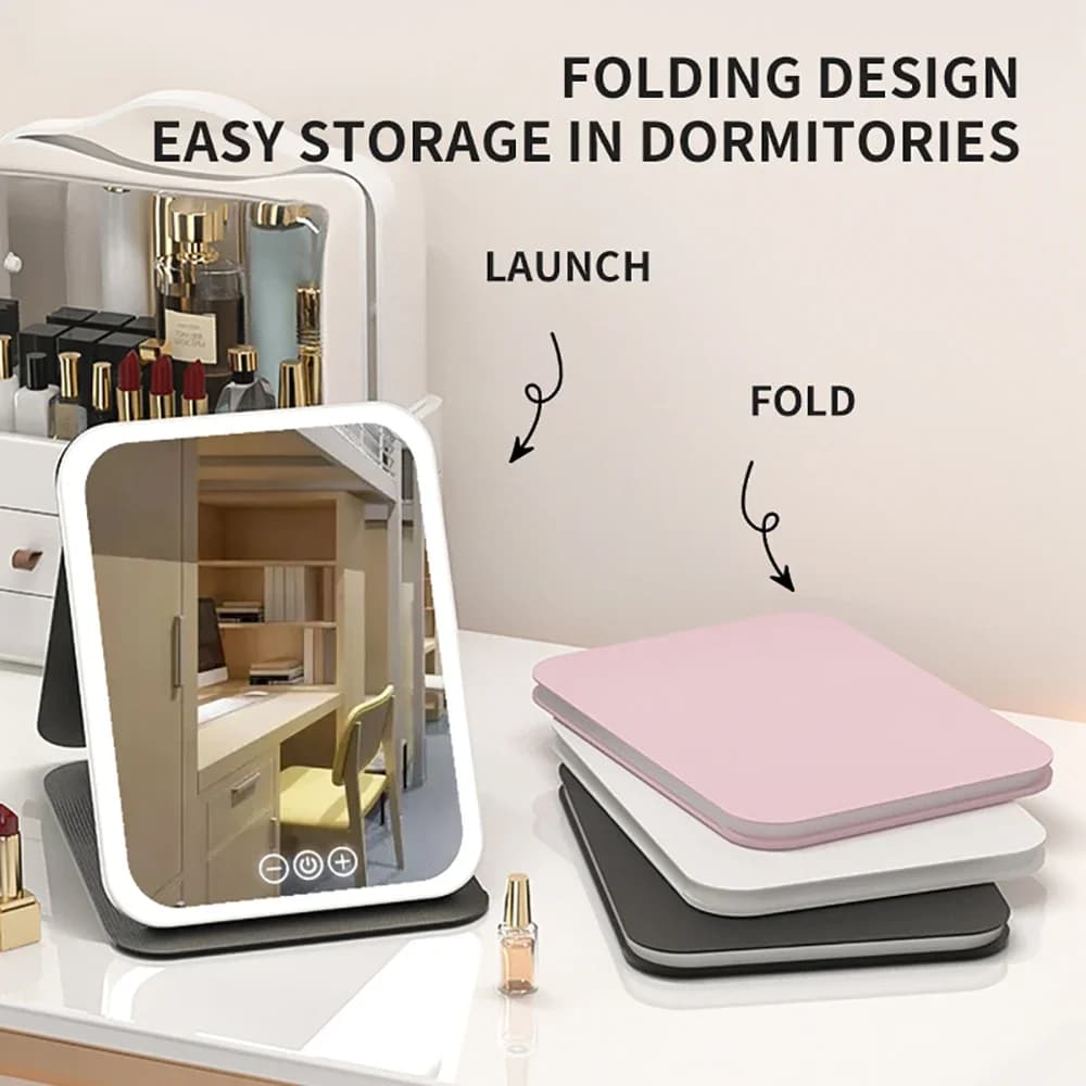foldable LED makeup mirror with three light modes — image 6