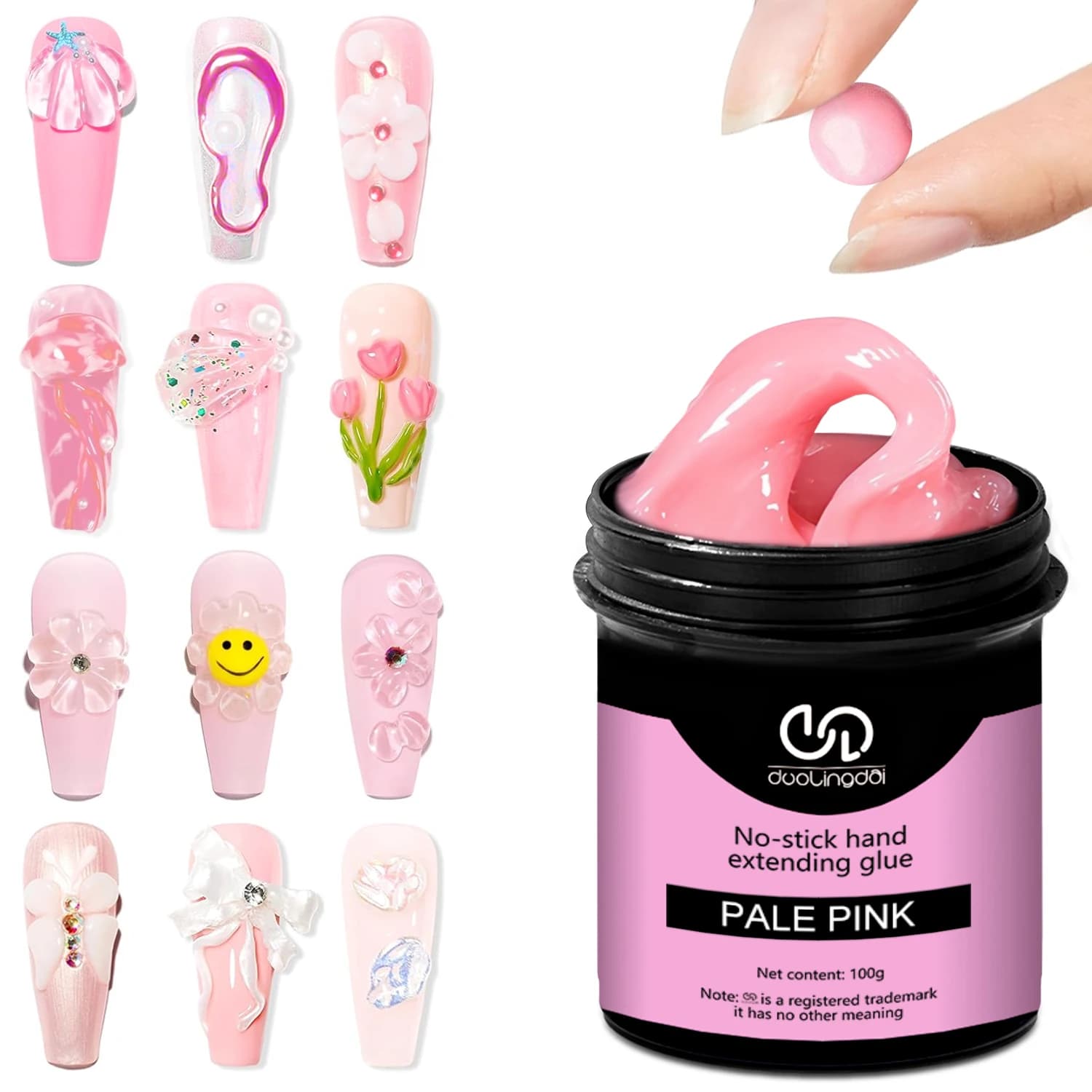 non-stick hand solid nail extension gel in clear pink and white — image 7
